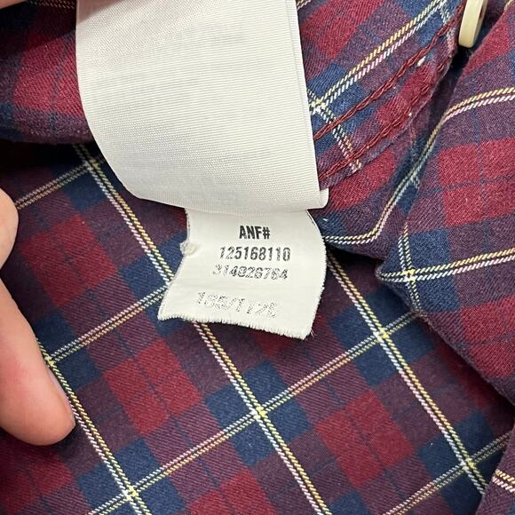 Abercrombie & Fitch Red Blue Plaid Mens XXL Americana Muscle Button Down Shirt - Picture 11 of 11